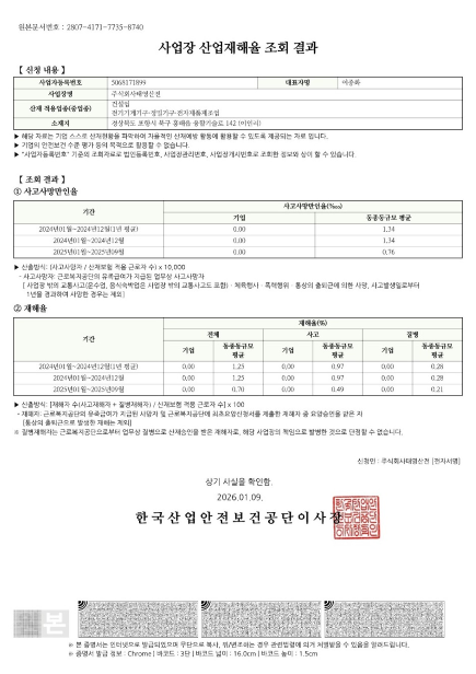 산업재해율 확인서